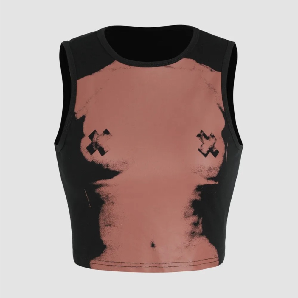 Cider L Jersey Cami Graphic Crop Top